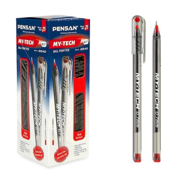 Tükenmez Kalem My-Tech 0.7 MM İğne Uç Kırmızı 2240 25'li