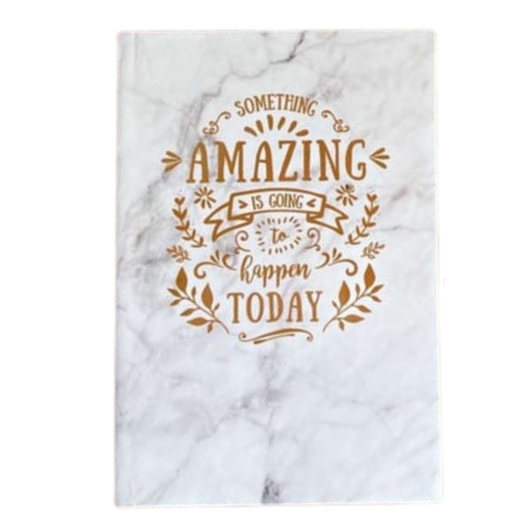 Beyaz Mermer Tasarımlı Amazing Baskılı Sert Kapak Lastikli Çizgisiz Defter