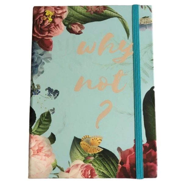 "Why Not?" Çiçek Mottolu Tasarım Çizgisiz Defter Karton Kapak 60 Yaprak