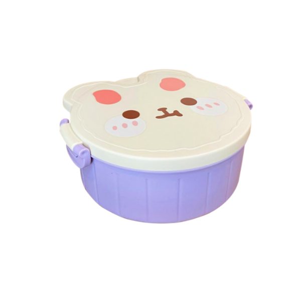 Teddy Bear Çocuklar için çatal ve kaşıklı üç bölmeli plastik beslenme kutusu