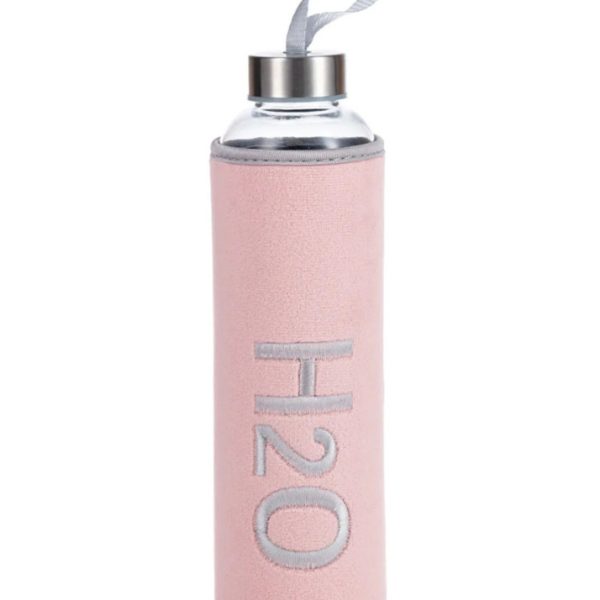 H2O Kadife Kılıflı Cam Matara 600 ML - Renk Seçenekli