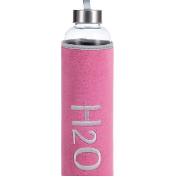 H2O Kadife Kılıflı Cam Matara 600 ML - Renk Seçenekli