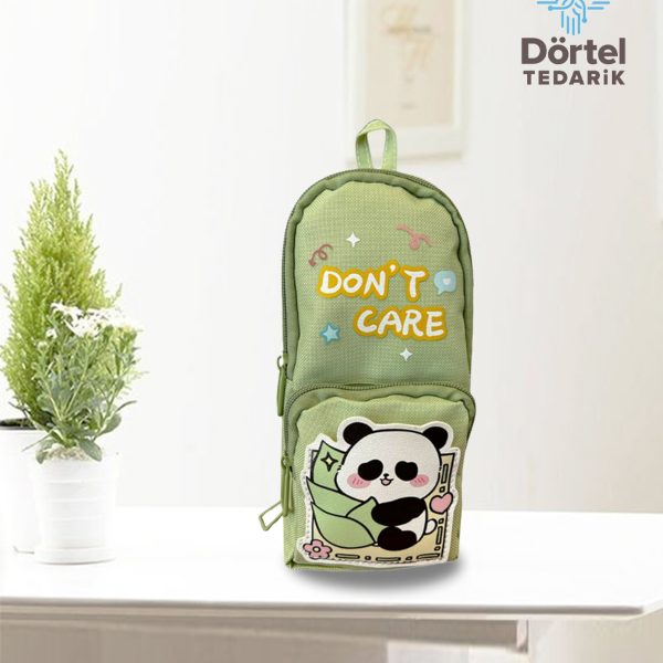 Panda Baskılı Kalem Çantası Yeşil Kalem Kutu