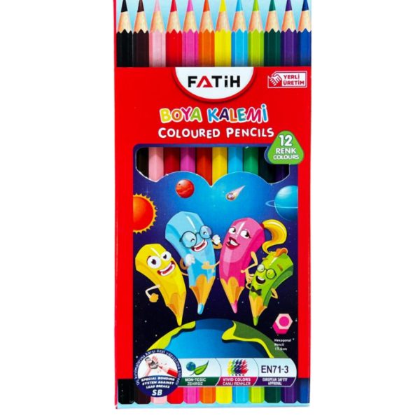 12 Renk Tam Boy Kuru Boya Kalemi Canlı Renkler 33112