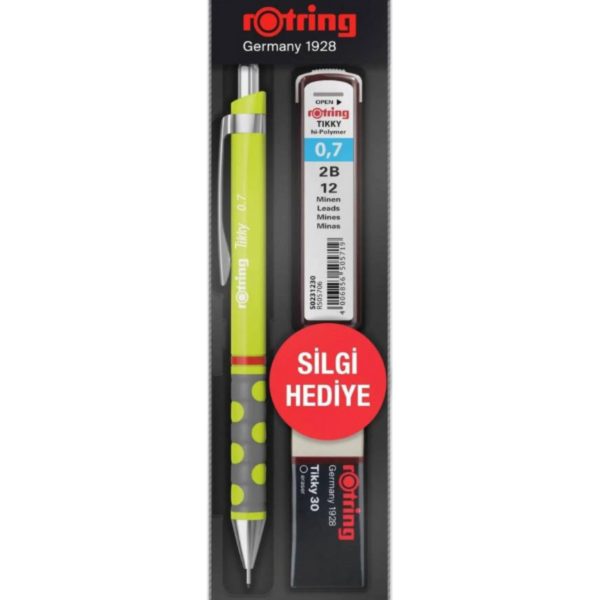 Tikky Versatil Limon Yeşili Uçlu Kalem 3 Lü Okul Seti Silgi Hediye