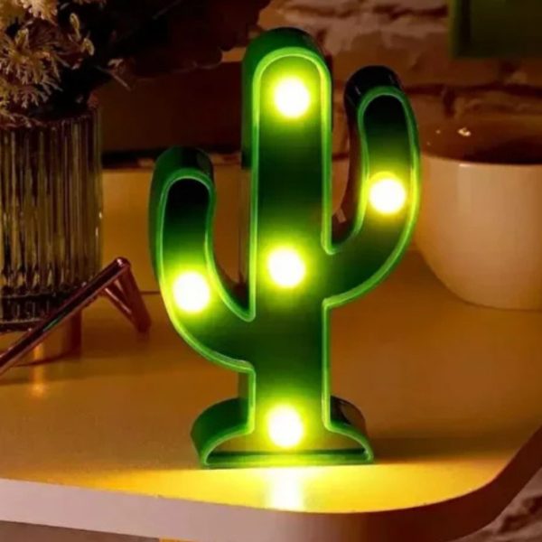 3d Led Işıklı Gece Lambası Kaktüs Led Lamba